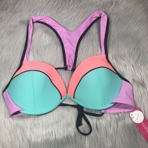Color Block Push Up Bikini Top size Large